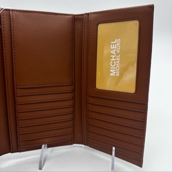 Michael Kors Lg Double Zip Wallet Wristlet & Trifold Wallet Brown | BUNDLE DEAL - Picture 8 of 13